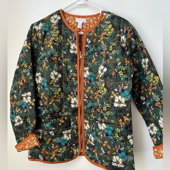 Susan Graver Pure Quilted Long-Sleeve Reversible Zip Jacket Pine QVC - Picture 2 of 6